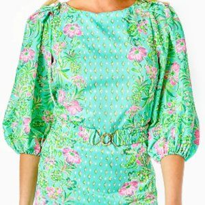 NWT XXS Women's Barbara Sleeved Dress Surf Blue Oh Diamond Girl Engineered